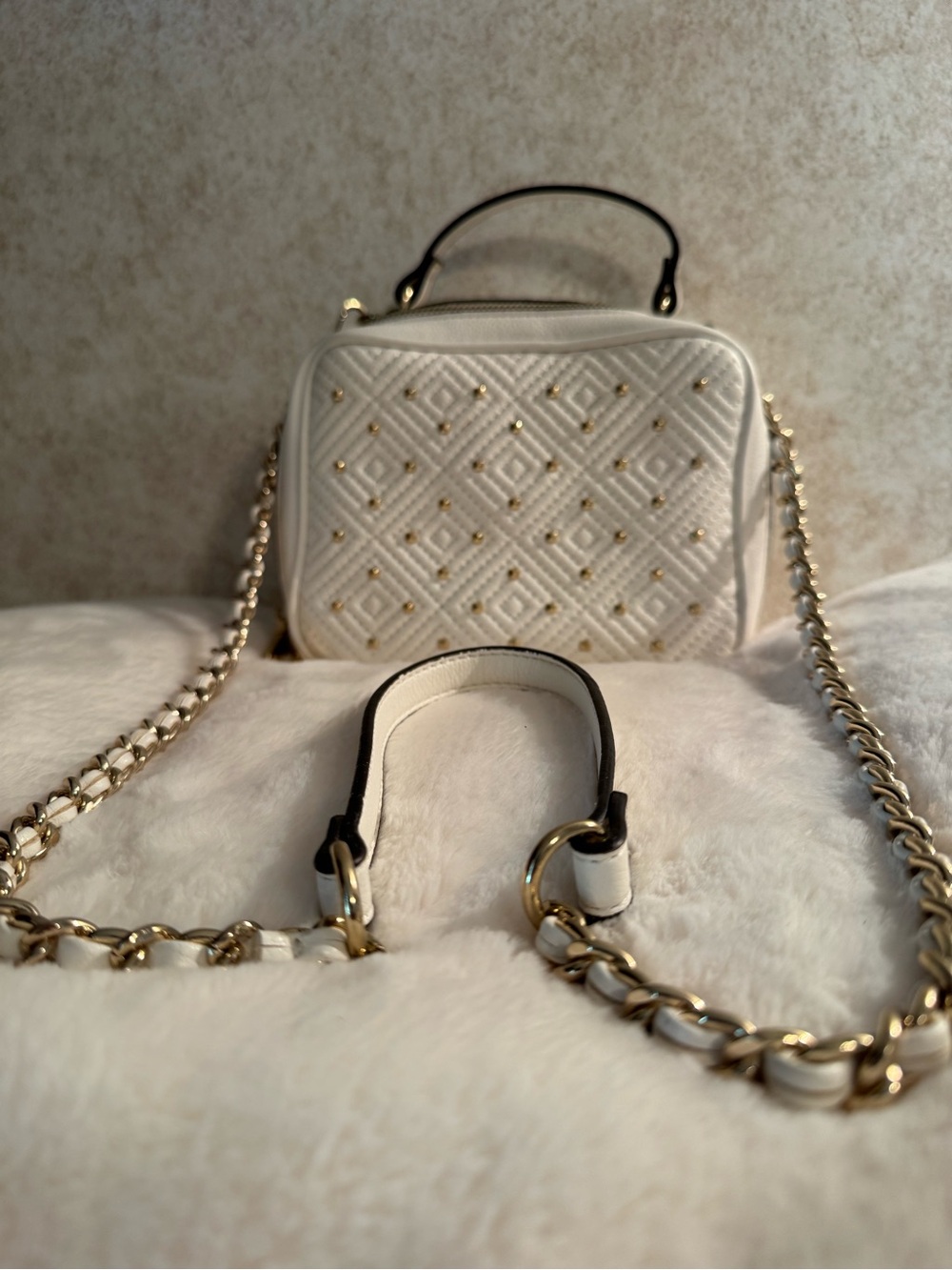 INC Bundle deal. White Quilted Crossbody Bag with Gold Chain Strap